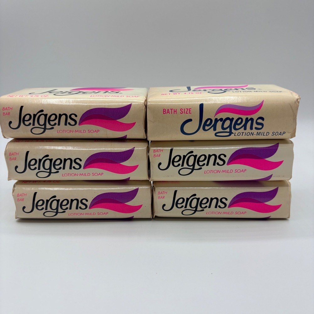 Jergens Soap Bath Bar Lotion-Mild Vintage Lot of 6 NEW 4.75oz Ivory/Pink NOS VTG